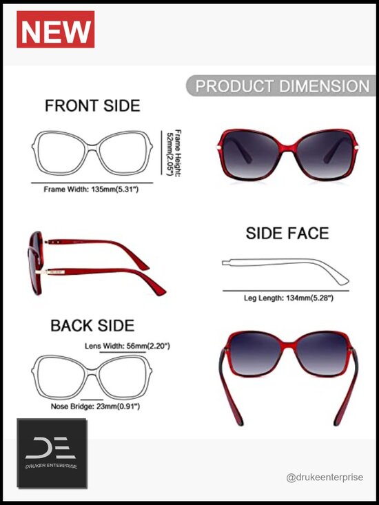 Women\'s Polarized Sunglasses UV400 Protection Square Frame